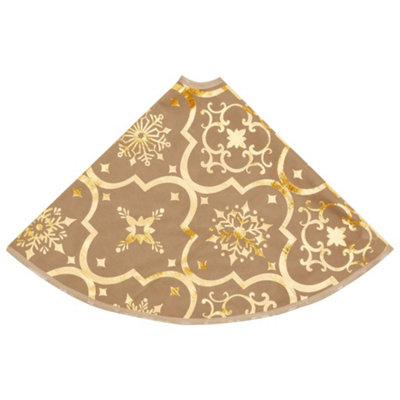 Luxury Christmas Tree Skirt with Sock Yellow 122 cm Fabric - 5