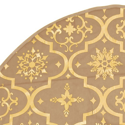 Luxury Christmas Tree Skirt with Sock Yellow 150 cm Fabric - 6