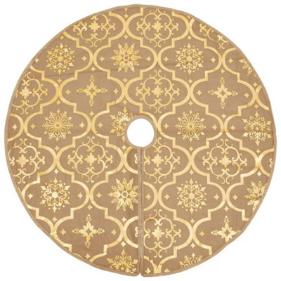 Luxury Christmas Tree Skirt with Sock Yellow 90 cm Fabric - 3