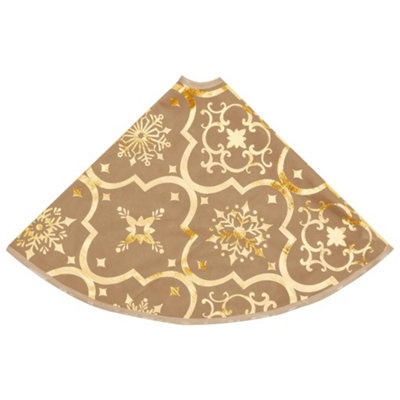 Luxury Christmas Tree Skirt with Sock Yellow 90 cm Fabric - 5