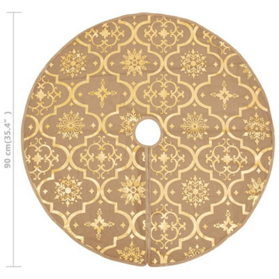 Luxury Christmas Tree Skirt with Sock Yellow 90 cm Fabric - 8