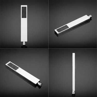 Luxury Chrome Square Dual Shower Head Riser Rail Set with Large ...