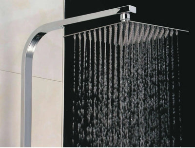 Luxury Chrome Square Dual Shower Head Riser Rail Set with Large ...