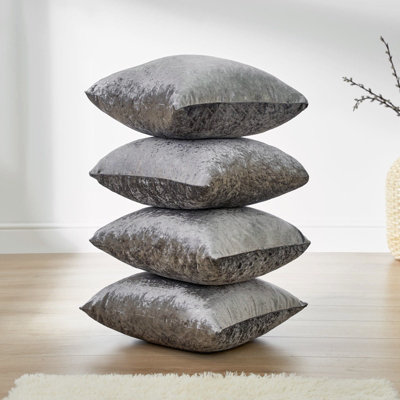 Luxury Crushed Velvet Set of 4 Filled Cushions and Covers