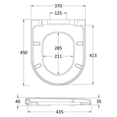 Luxury D Shape Top Fix Soft Close Toilet Seat -  White - Balterley