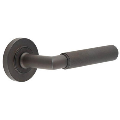 Luxury Dark Bronze Door Handle on Rose for Elegant Interiors - Solid Brass Interior Handle