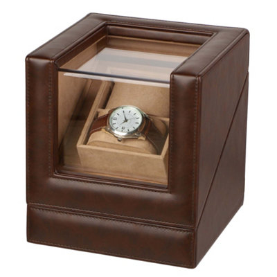 Luxury Dark Brown 2 Cushion Watch Storage Box, Unisex Watch Gift Box, Watch Travel Case Father's Day Gifts Ideas