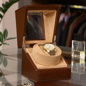 Luxury Dark Brown Single Cushion Watch Storage Box, Unisex Watch Gift Box, Watch Travel Case