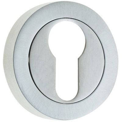 Luxury Designer Euro Profile Escutcheons with 50mm Round Rose in Satin Chrome Finish - Key Hole Cover