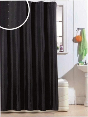 Luxury Diamante 100% Polyester Shower Curtain - Black