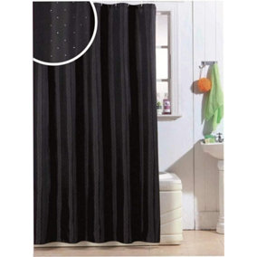 Luxury Diamante 100% Polyester Shower Curtain - Black