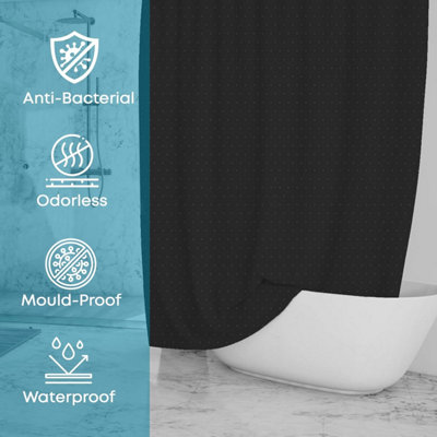 Luxury Diamante 100% Polyester Shower Curtain - Black - 5