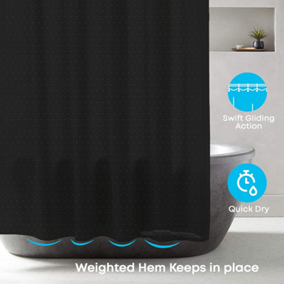 Luxury Diamante 100% Polyester Shower Curtain - Black - 7