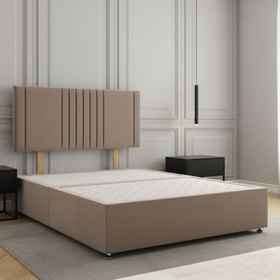 Luxury Divan Bed Set Mink Plush Velvet with 24inch Headboard & Mattress ...