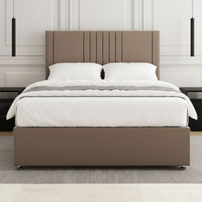 Luxury Divan Bed Set Mink Plush Velvet with 24inch Headboard & Mattress ...