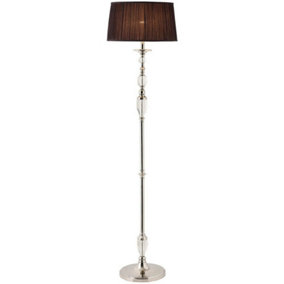 Luxury Elegant Floor Lamp Polished Nickel Crystal Black Organza Shade 6ft Tall