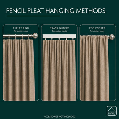 Luxury Enhanced Living Grey Velvet, Supersoft, 100% Blackout, Thermal Curtains with Tape Top (PAIR) - 90 x 72 inch (229x183cm)