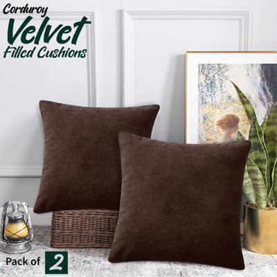 Luxury Filled Cushion Pads with Velvet Cushion Covers Anti Allergic Velvet Stripe Indoor/Outdoor Cushions Pack Of 2