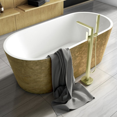Luxury Freestanding Bath Shower Mixer in Brushed Brass