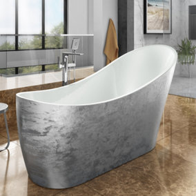 Luxury Freestanding Slipper Bathtub 1720x712 - Silver