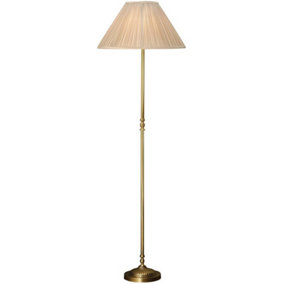 Luxury Georgian Floor Lamp Solid Brass & Beige Organza Pleated Shade 1.75m Tall