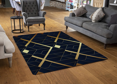 Luxury Gold Art Deco Special Soft Home Rug