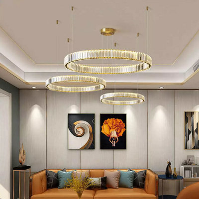 Luxury Gold Crystal Chandelier Modern LED Round Ceiling Light for ...