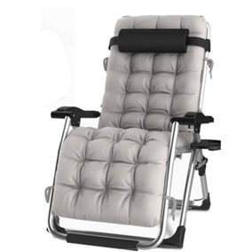 Luxury Gravity Garden Sun Lounger / Relaxer Chair with Cushion - Grey