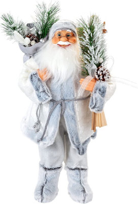 Luxury Grey Fur Nordic Father Christmas Figure 60cm