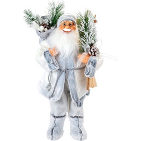 Luxury Grey Fur Nordic Father Christmas Figure 60cm