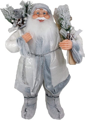 Luxury Grey Fur Nordic Father Christmas Figure 90cm