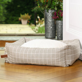 Luxury Grey Large Check Dog Sofa Bed