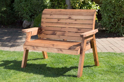 Luxury Hand Made Traditional 2 Seater Chunky Rustic Wooden Garden Bench Furniture