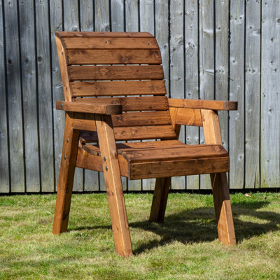 Luxury Hand Made Traditional Chunky Rustic Wooden Garden Chair