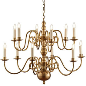 Luxury Hanging Ceiling Pendant Light Traditional 12 Lamp Solid Brass Chandelier