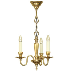 Luxury Hanging Ceiling Pendant Light Traditional 3 Lamp Solid Brass Chandelier