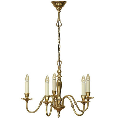 Luxury Hanging Ceiling Pendant Light Traditional 5 Lamp Solid Brass