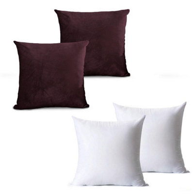 Luxury Hotel Quality Filled Cushions With Brown Plain Cushion - Main Image