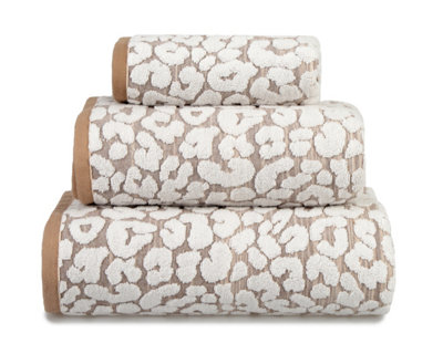 Luxury Jacquard Leopard Bath Towel - Natural - 7