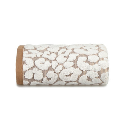 Luxury Jacquard Leopard Hand Towel - Natural