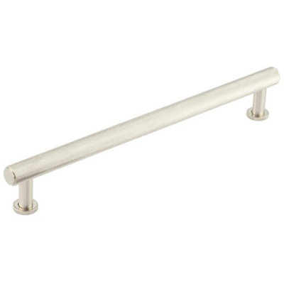 Luxury Knurled Cabinet Handle in Satin Nickel - 224mm Size - Kitchen Drawer Pull Handle