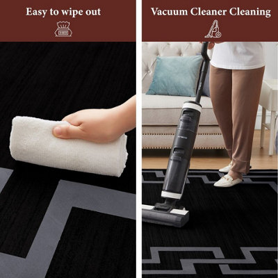 Luxury Large Black Area Rugs Non Slip Traditional Greek Key Living Room Bedroom Carpets