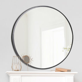 Luxury Large Circular Iron Decorative Indoor Wall Mounted Bathroom Framed Mirror 90cm