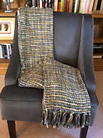 Luxury large recycled acrylic throw Blue 55"x84" with trim.