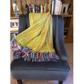 Luxury large recycled throw Lime 55"x64" with trim. Micro striped design.