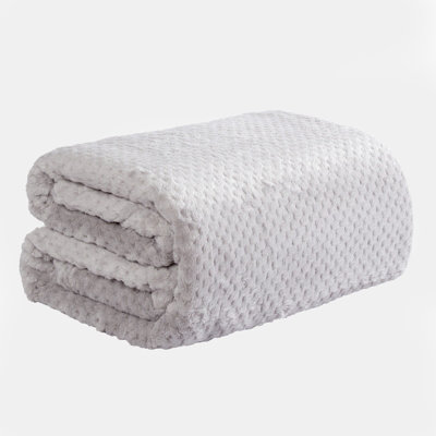 DREAMSCENE Waffeldecke 125x150 Cm – Superweicher Überwurf Aus Polyester, Silbergrau Mit Honeycomb-Muster