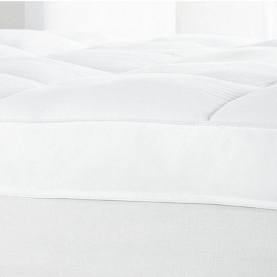 Luxury Loft Mattress Topper with Hollowfibre Fill, 100% Cotton Cover &  Elasticated Straps - Size Single, H12.5 x W90 x D190cm