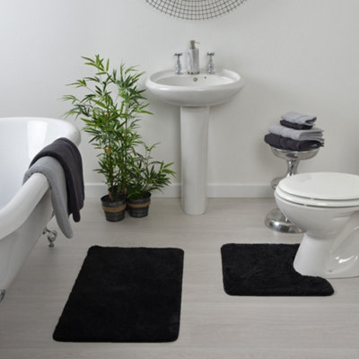 Luxury Microfibre Bath Mat Non-Slip - Black - 4