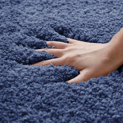 Luxury Microfibre Bath Mat Non-Slip - Mid Blue