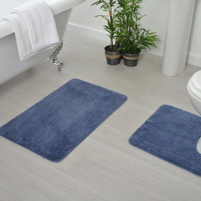 Luxury Microfibre Bath Mat Non-Slip - Mid Blue - 4